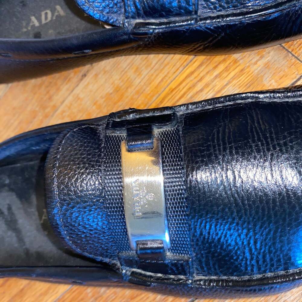 Prada Men's Black Leather Slip-On Loafers Size 11 - Picture 7 of 7